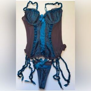 Hot Kiss Teal and Gray Lace Bustier